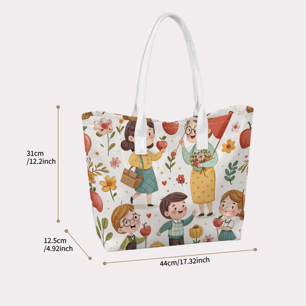Cute Teacher Student Print Casual Large Capacity Tote Bag for Daily Commute and Gift Use