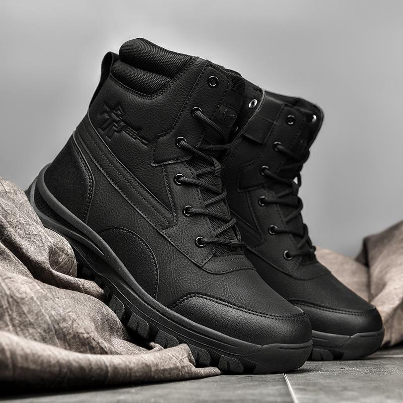 Мужские тактические ботинки Модные повседневные ботинки с высоким верхом Уличные нескользящие походные ботинки На шнуровке Пустынные ботильоны для мужчин Обувь для охраны