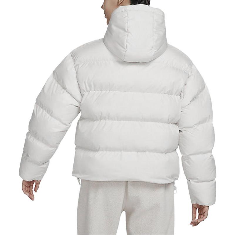 Nike Сплошная ветрозащитная теплая короткая стеганая куртка с капюшоном, женская верхняя одежда, белая FD8291-104