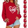 Women's Casual Round Neck Long Sleeve Valentine's Day Printed Pullover Top