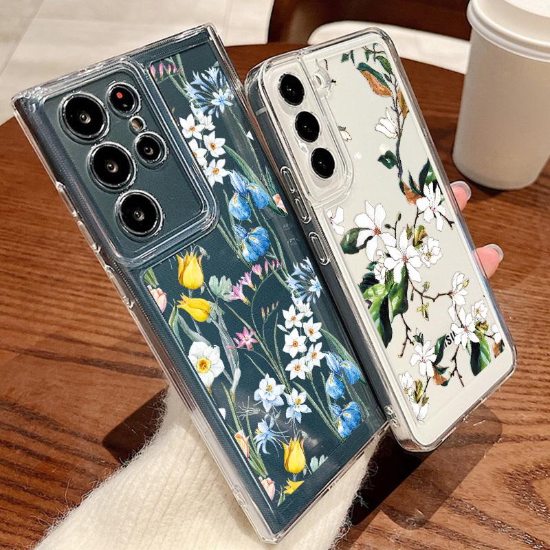 Чехол для телефона с цветными лозами для Samsung S25 Ultra S24 FE S23 A56 A36 A55 5G A16 A25 A35 A33 A54 S22 Plus, противоударный, прозрачный, силиконовый чехол