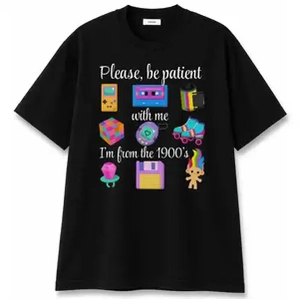 Mens Retro Graphic TShirt with Please Be Patient With Me Im From The s Funny Meme Print Casual Streetwear ShortSleeve Round Neck Top