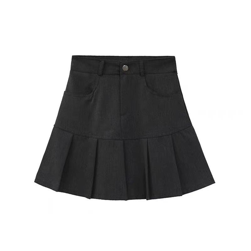 Юбка большого размера черная с завышенной талией и хвостом русалки - Лето 2024 Облегающая, плиссированная короткая в корейском стиле для женщин