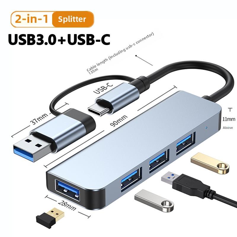 5 In 1 USB C Hub Multiport Adapter with 4 Ports USB 3 0 Type C Splitter for Laptop MacBook PC Accessories