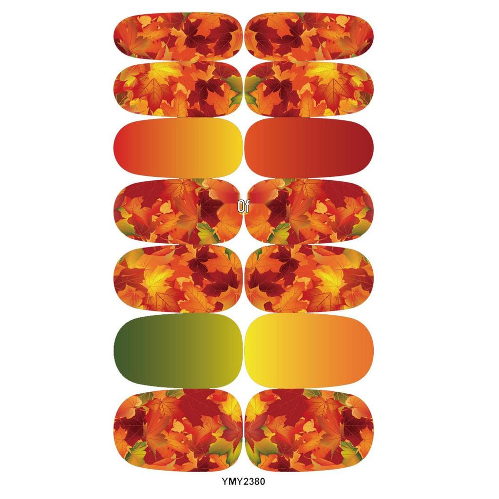 Autumn Maple Leaf & Plaid Waterproof Nail Art Stickers (YMY2380-2388)