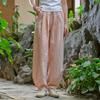 Johnature Women Loose Cotton Linen Casual Pants Solid Color Elastic Waist Lantern Pants Spring Female Trousers