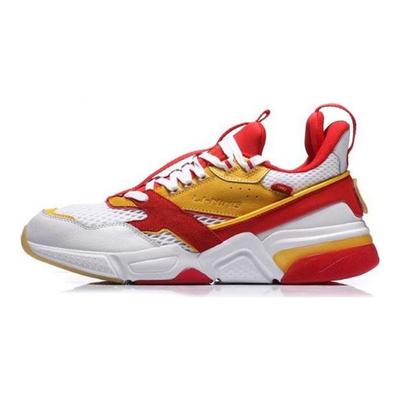 Li Ning 001 Journey Retro Splicing нескользящие износостойкие низкие кроссовки мужские кроссовки белые красные желтые AGLN227-2