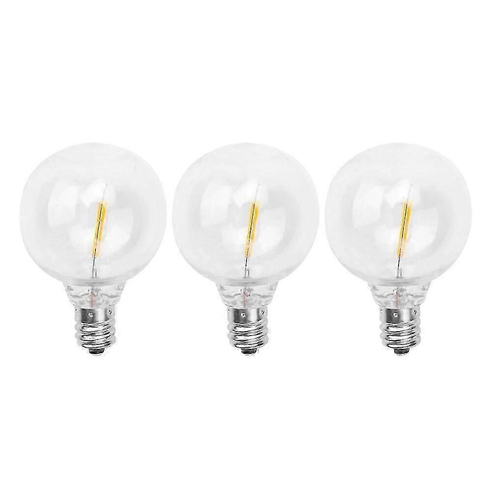 3Pcs G40 Led Replacement Light Bulbs, E12 Screw Base Shatterproof LED Globe Bulbs compatible with Solar String Lights Warm White