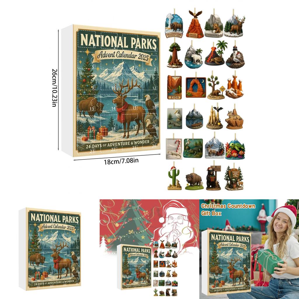National Parks Christmas Countdown Calendar With Nature Theme For Family And Friends Celebration