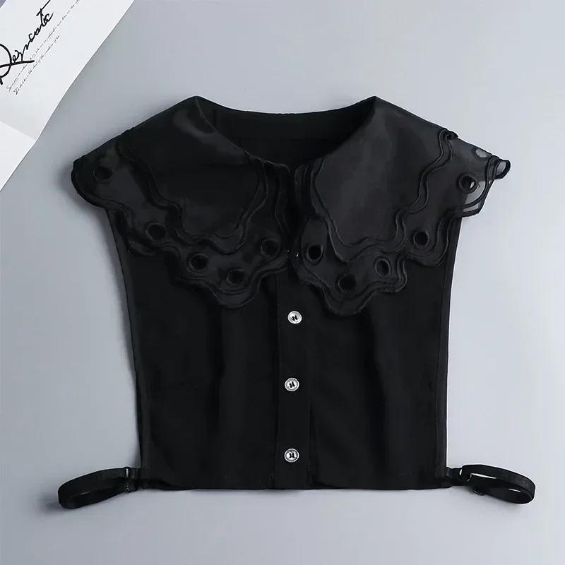 Hollow Lace Chiffon Doll Cotton Fake Collar Blouse Sweater Detachable Shirt Collar False Collar Lapel Women Top Collars Decor