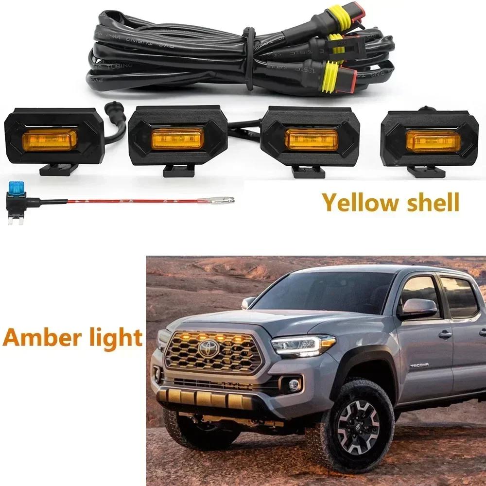 Светодиодные огни на переднюю решетку, янтарные, для Toyota Tacoma Raptor TRD Off Road Sport 2020 2021, внешняя лампа решетки, светодиодные огни решетки