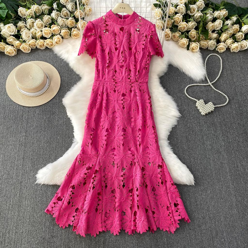 Летние Женские Элегантные Роскошные Платья Макси с Вышивкой Цветами и Кружевом, Облегающие Фигуру, для Вечеринки, с Юбкой Годе, для Выпускного