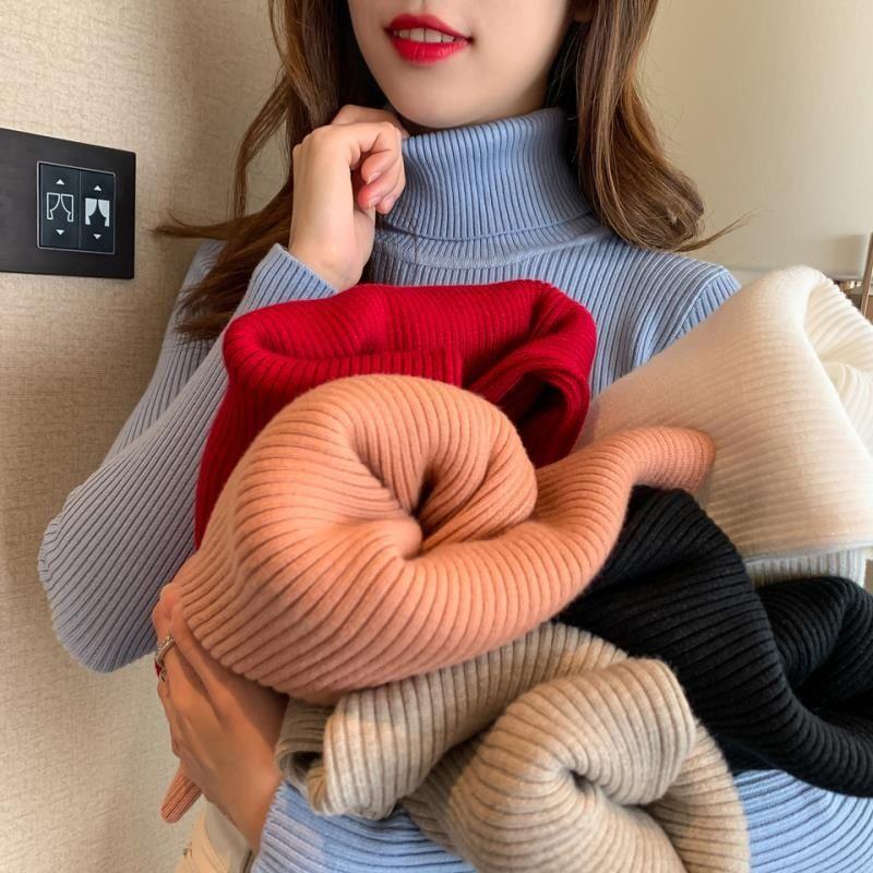 Водолазка Женская Мода Простой Зимний Пуловер Джемпер Высокая Эластичность Вязаный Осенний Женский Базовый Топ Повседневная Блузка