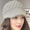 Зимняя вязаная шапка с козырьком, теплая шапка-чепец для холодной погоды, женская объемная снежная шапка