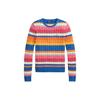 Polo SS24 Logo Embroidered Striped Cable Knit Slim Fit Crew Neck Long Sleeve Sweater Women Sweater Multicolor WMPOSWENC020961-400