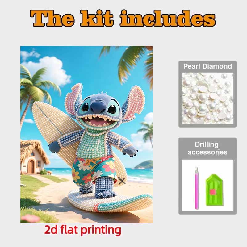 Disney Pearl Art Painting Stitch Surfing Beach Home Wall Decor Art Crafts Handmade DIY Adult/Beginner Gift Creative Home Decor Frameless 146