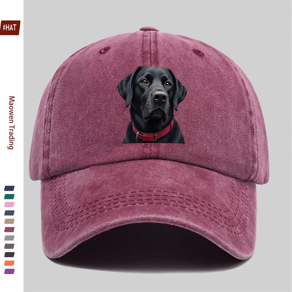 pc Majestic Black Labrador Dog Print Baseball Cap Showcasing Charming Eyes And Vibrant Red Collar Pet Print Design Decorative