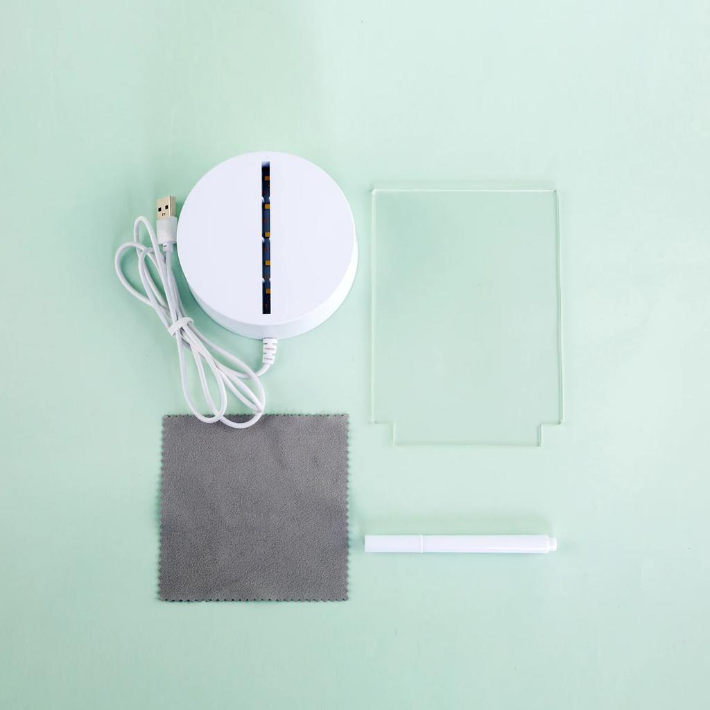 Creative USB luminous base Acrylic LED Message Note Board Light Erasable 3D Night Light Warm White With Pen Gift For Children