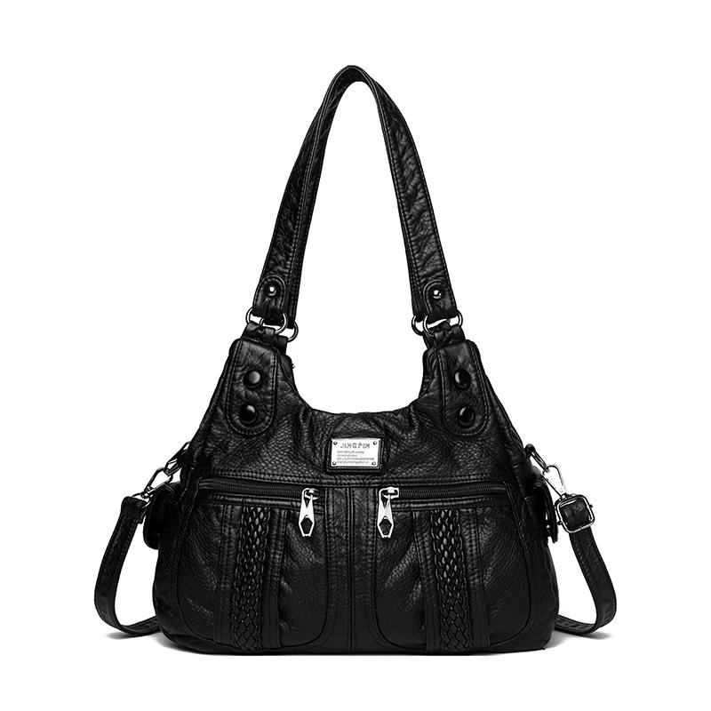 Женская сумка через плечо из кожи в стиле ретро с несколькими карманами, модная сумка большой вместимости