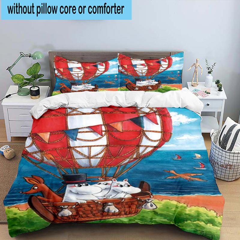 white hippo Fishing Adventure 3pcs Bedding,Including 1pc Duvet Cover And 2pcs Pillowcases Perfect for Christmas,Ideal for Bedroom, Dormitory