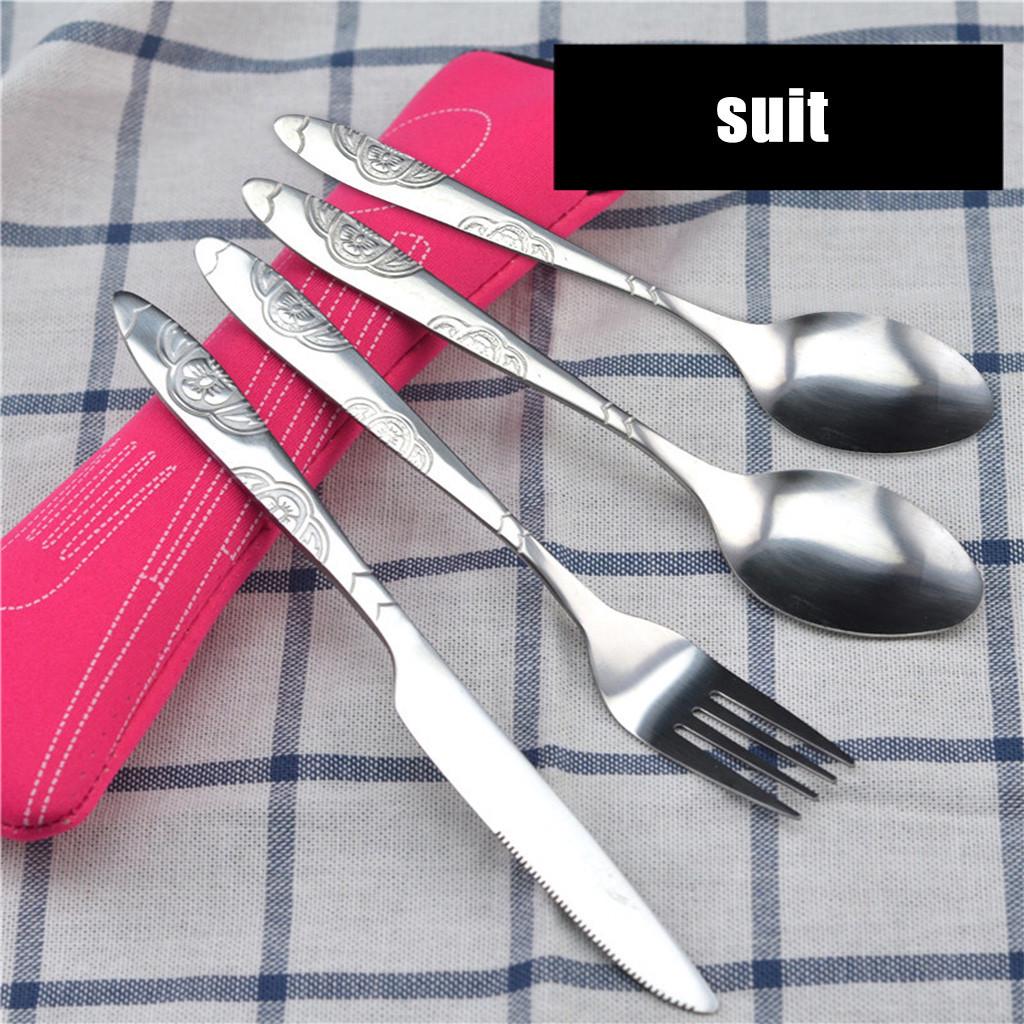 4 Pcs Stainless Steel Knifes Fork Spoon Family Travel Camping Cutlery Eyeful