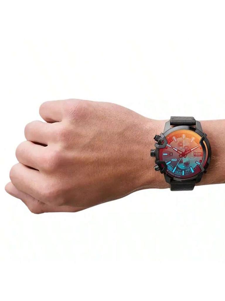 Diesel Мужской хронограф Griffed – 48 мм корпус из нержавеющей стали, циферблат Sunray с палочными индексами, кожаный ремешок – DZ4519