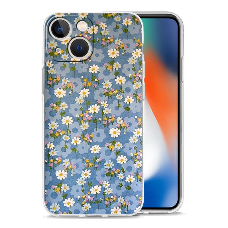 Чехол для телефона iPhone 17 Чехлы iPhone Air 16 15 12 13 14 Pro Max 7 8 Plus 16Pro iPhone11 Прозрачный Мягкий Чехол цветочный дизайн