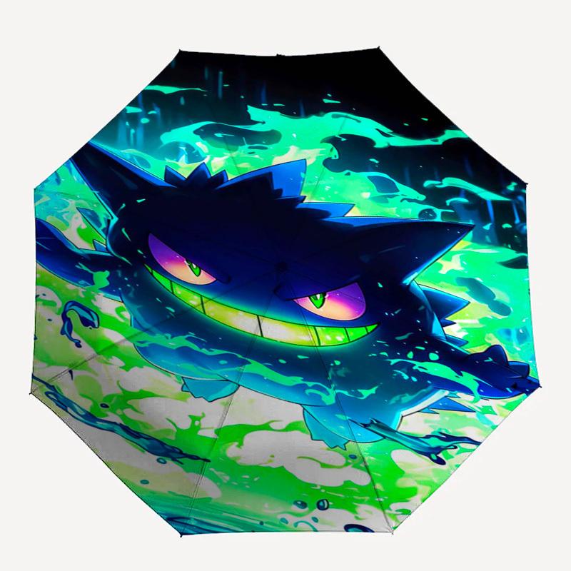 Ghost Pokémon, Dark Energy Themed Automatic Opening and Closing Umbrella, Compact Travel Umbrella, Lightweight and Portable, Suitable for Be