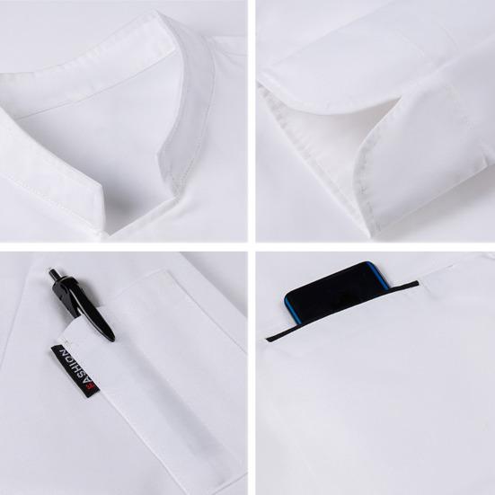 Униформа шеф-повара с воротником-стойкой, длинный рукав, мужские и женские топы, однотонные