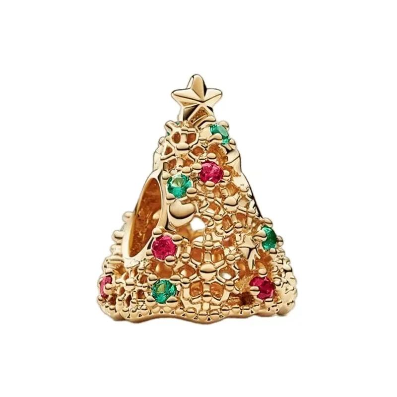 Роскошный золотой цвет серии S925, стерлинговое серебро, классический блестящий кулон «Древо жизни», подходит для оригинального браслета, подарок «сделай сам»