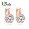 MINTHA Clip Earrings Trendy Rose Gold Color Wedding Daily Fashion Jewelry Cubic Zirconia Round Earrings For Women Bridal Geometry Earrings