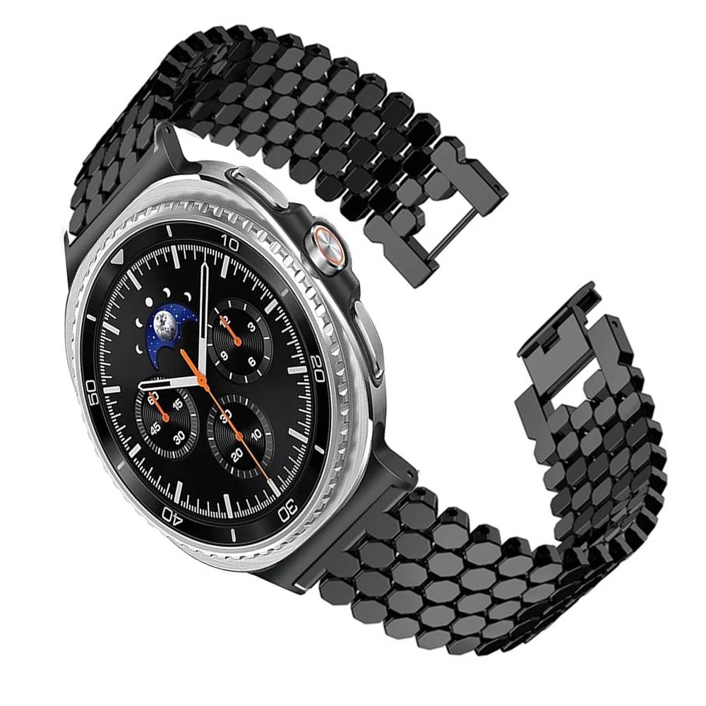 Звеньевой браслет из нержавеющей стали для Samsung Galaxy Watch 8 Classic и других - Регулируемый металлический ремешок в нескольких цветах