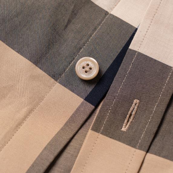 Burberry Check Long-sleeved shirts men's Camel 8010213