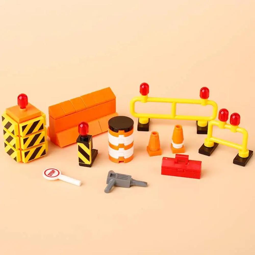 City Street Series Building Blocks Accessories Rail Transit Train Signal Light Railings Brick Toilet Flower Bed Phone Box Toy