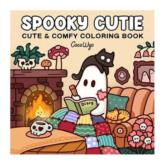 Cartoon Coloring Book Single-Sided Pages Spooky Design Adults Teens Relaxation Coloring Page Illustrations