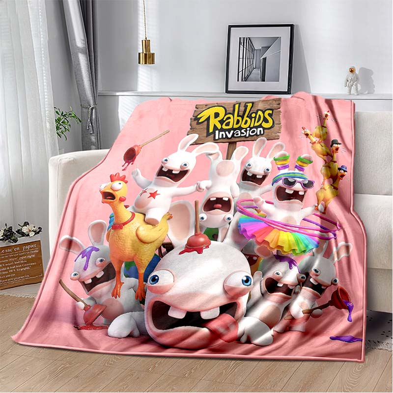 Raving Rabbids Print Flannel Throw Blanket,Portable and Easy To Store,Soft Sofa Bed Cover,favorite Gift for Rayman Fans.