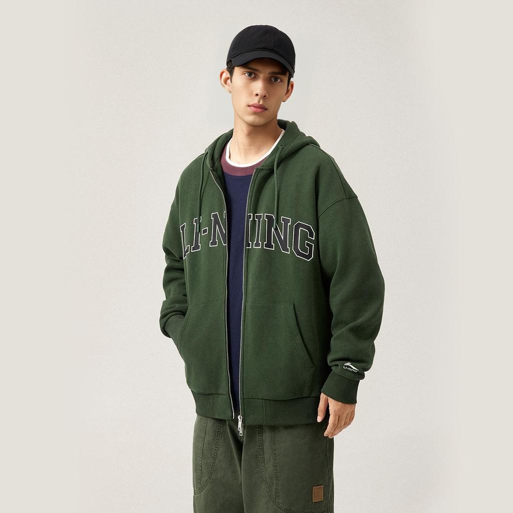 Li-Ning Weekend Youth Инфракрасный теплый антистатический антибактериальный американский винтажный кардиган флисовый теплый удобный длинный рукав толстовка AWDUA11-7