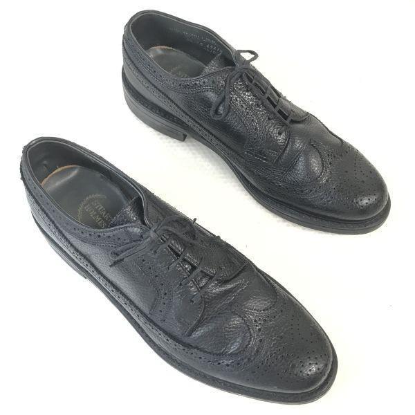 60s-70s Vintage STUART HOLMES Goodyear Long Wingtip Shoes 27.5-28cm Black(USED)