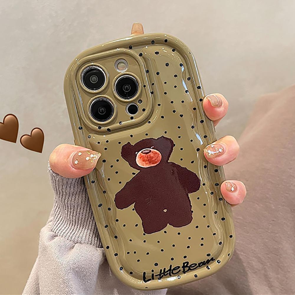Противоударный чехол с милым медведем из мультфильма для Iphone 11 13 12 14 Pro Max, глянцевая задняя крышка для Iphone 14 Plus, милый мягкий чехол