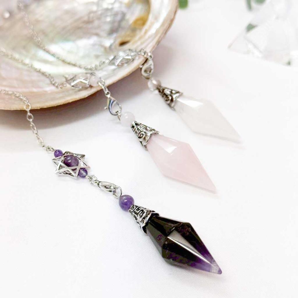 [AiO JAPAN] Purified Before Shipping. Pendulum, Power Stone Crystal, Feng Shui, Hexagram, Dowsing, Pendulum, Fortune Telling (Amethyst)