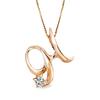 Initial Necklace In Pink Gold with Your Choice of Birthstone and Diamond [H] (April)