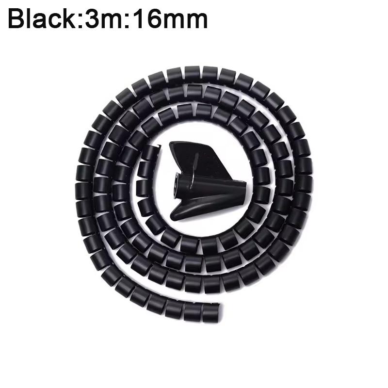 3M 16mm Flexible Spiral Cable Wire Protector Cable Organizer Computer Cord Protective Tube Clip Organizer Management Tools