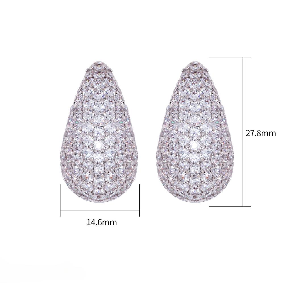 Micro-inlaid Diamond Zircon Water Drop Earrings for Women with Light Luxury High-end Hollow Earrings