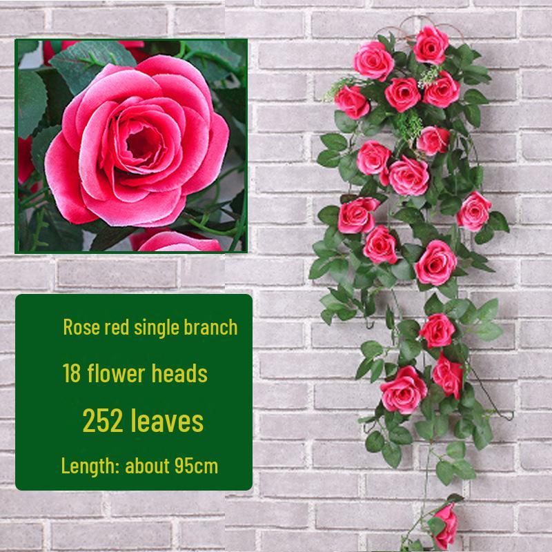Искусственная розовая лоза, настенное украшение: Зеленое растение для декора гостиной, потолка или труб в помещении