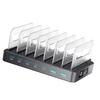288W 8 Ports Desktop Charger GaN Technology Fast Charging Station with Detachable Baffle Retractable Cables UK Plug