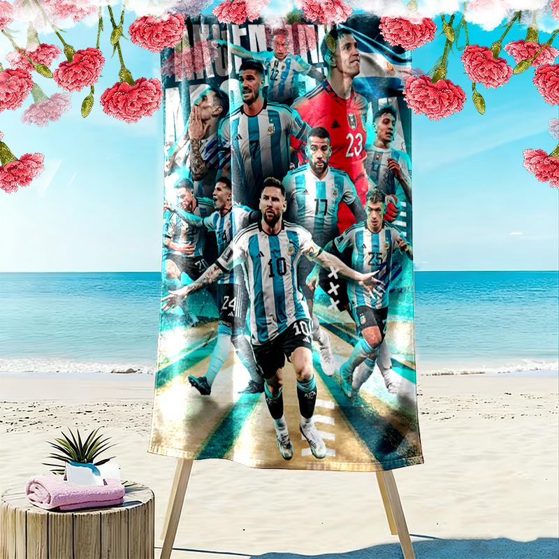 1pc Football Star Messi Beach Towel, Outdoor Activities Perfect Summer Travel Supplies, As A Gift for Festivals