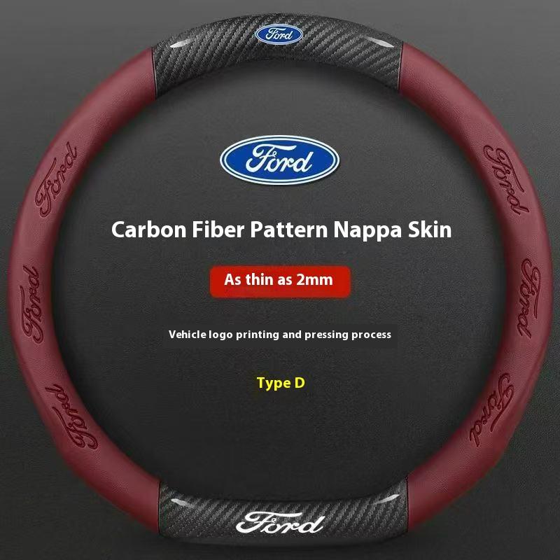 KKHK4 Car 3D Embossing Carbon Fiber Steering Wheel Cover Ford Mondeo F150 Fusion Mustang EXPLORER ESCAPE EDGE Fiesta Focus Kuga Ranger
