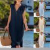 Women's Dress Sleeveless Solid Color Loose V-neck Dress Casual Summer Dresses