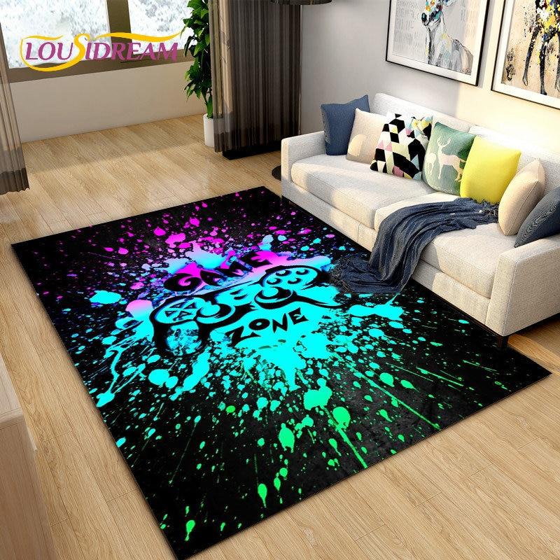 Cartoon Gamer Game Controller Area Rug Large,Carpets Rug for Living Room Children's Room,Kids Play Crawl Non-slip Floor Mat Gift