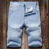 Men's Light Blue Casual Elastic Denim Shorts